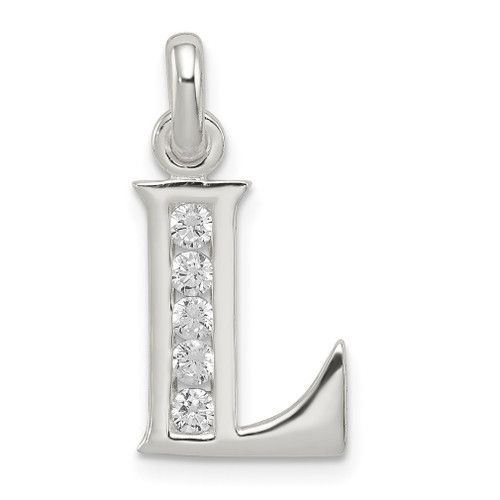 Lex & Lu Sterling Silver White CZ Initial L Pendant - Lex & Lu