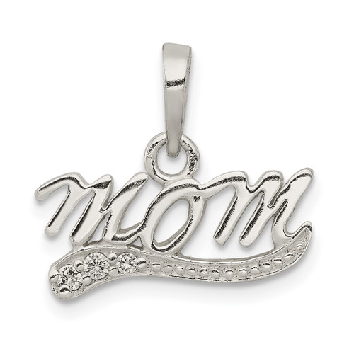 Lex & Lu Sterling Silver CZ Polished Mom Pendant - Lex & Lu