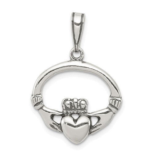 Lex & Lu Sterling Silver Antiqued Claddagh Pendant LAL106101 - Lex & Lu