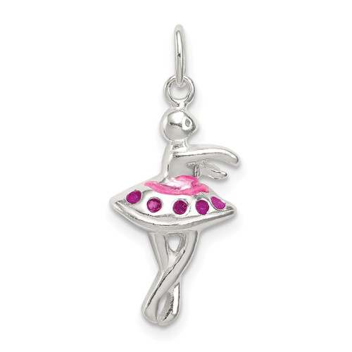 Lex & Lu Sterling Silver Enameled Ballerina Charm - Lex & Lu