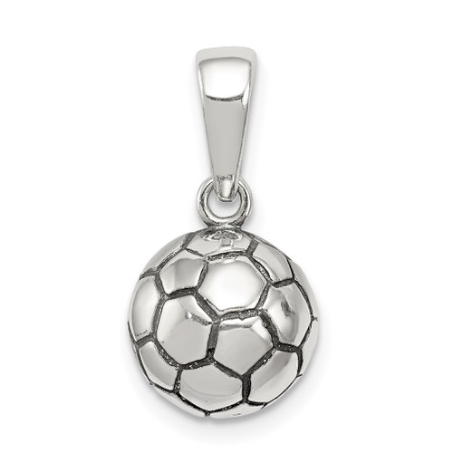 Lex & Lu Sterling Silver Antiqued Soccer Ball Pendant LAL106155 - Lex & Lu