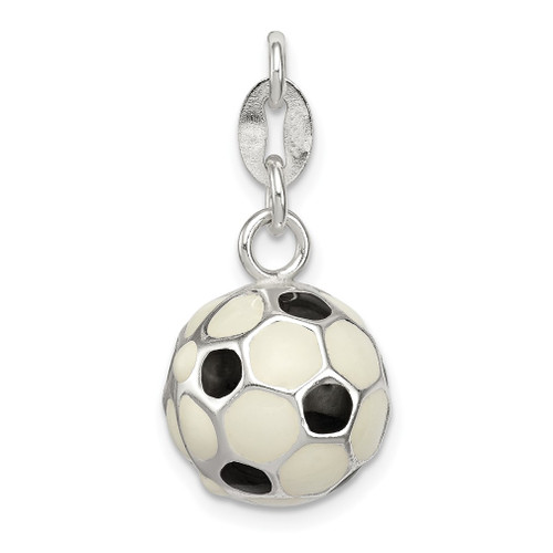 Lex & Lu Sterling Silver Enameled Soccer Ball Charm LAL106161 - Lex & Lu