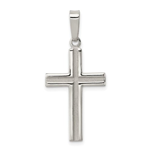 Lex & Lu Sterling Silver Polished and Matte Finish Cross Pendant - Lex & Lu