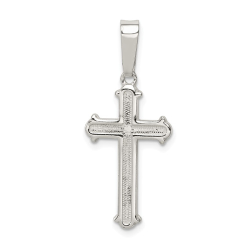 Lex & Lu Sterling Silver Polished and Texture Center Finish Cross Pendant - Lex & Lu