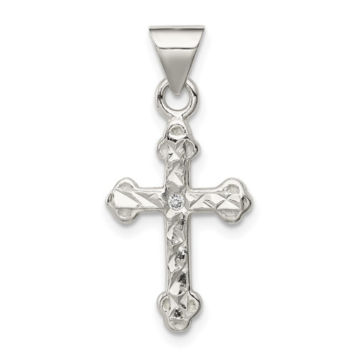 Lex & Lu Sterling Silver Cross w/CZ Pendant - Lex & Lu