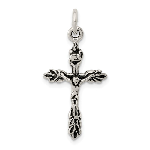 Lex & Lu Sterling Silver Antiqued Crucifix Charm LAL106240 - Lex & Lu