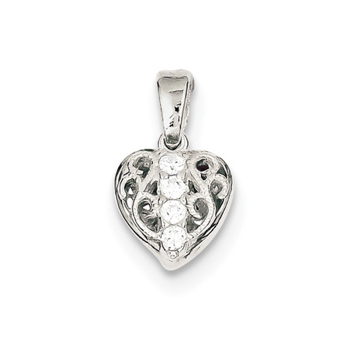 Lex & Lu Sterling Silver CZ Heart Pendant LAL106307 - Lex & Lu