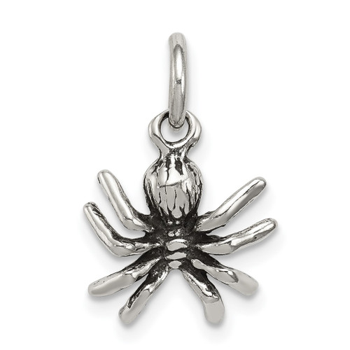 Lex & Lu Sterling Silver Antiqued Spider Charm - Lex & Lu