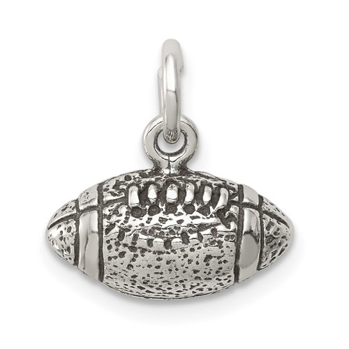 Lex & Lu Sterling Silver Antiqued Football Charm LAL106511 - Lex & Lu