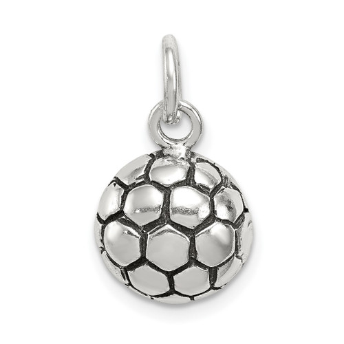 Lex & Lu Sterling Silver Antiqued Soccer Ball Charm LAL106514 - Lex & Lu