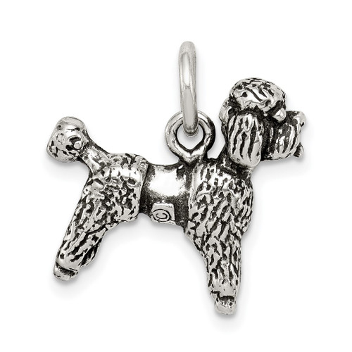 Lex & Lu Sterling Silver Antiqued Poodle Charm - Lex & Lu