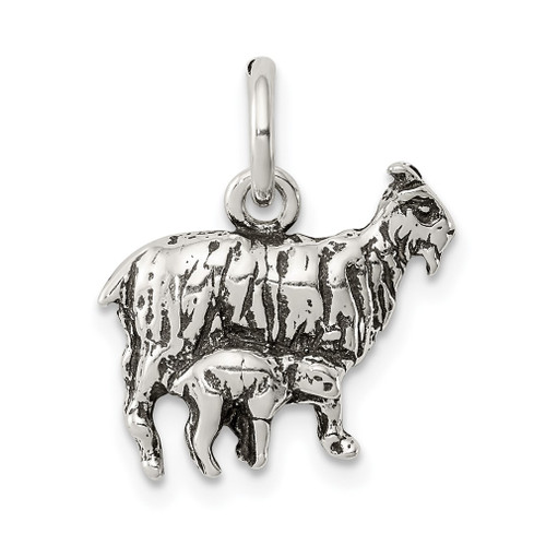 Lex & Lu Sterling Silver Antiqued Goat Charm - Lex & Lu