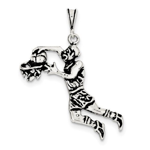 Lex & Lu Sterling Silver Antiqued Basketball Player Charm LAL106595 - Lex & Lu