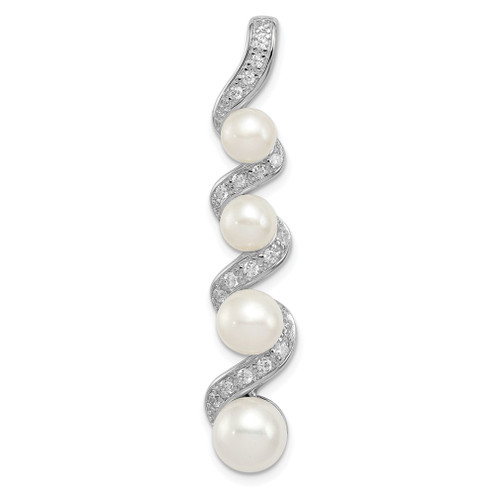 Lex & Lu Sterling Silver Freshwater Pearl CZ Pendant - Lex & Lu