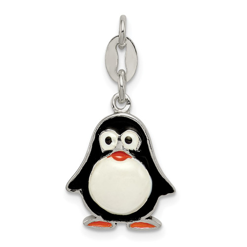 Lex & Lu Sterling Silver Enamel Penguin Pendant - Lex & Lu