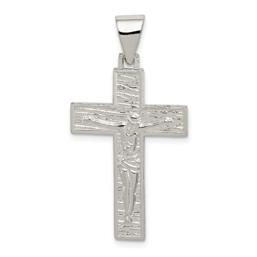 Lex & Lu Sterling Silver Polished & Textured Crucifix Pendant LAL106743 - Lex & Lu