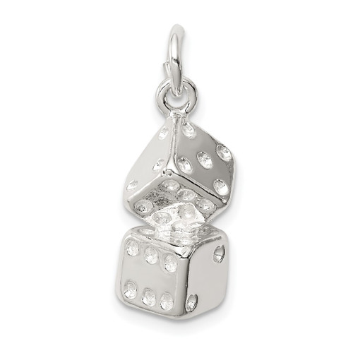 Lex & Lu Sterling Silver Large Dice Charm - Lex & Lu