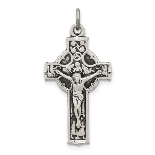 Lex & Lu Sterling Silver Antiqued Irish 4-Way INRI Crucifix Cross Pendant - Lex & Lu