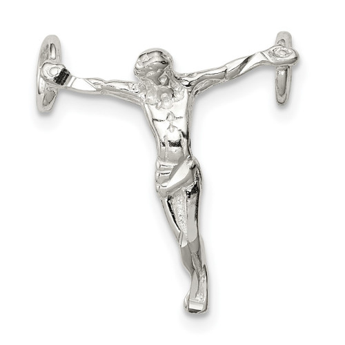 Lex & Lu Sterling Silver Polished Mini Jesus Cross Chain Slide - Lex & Lu