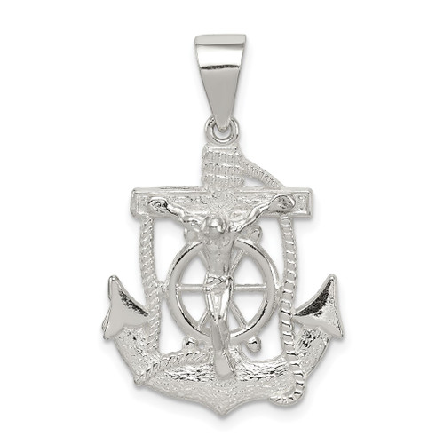 Lex & Lu Sterling Silver Polished Mini Mariner INRI Crucifix Pendant - Lex & Lu