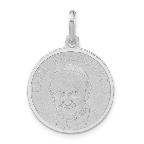 Lex & Lu Sterling Silver Matte Papa Francesco Medal Pendant - Lex & Lu