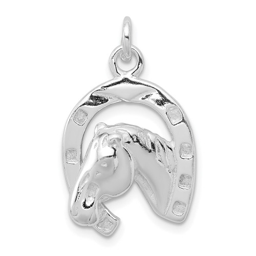 Lex & Lu Sterling Silver Polished Horse Pendant LAL106973 - Lex & Lu