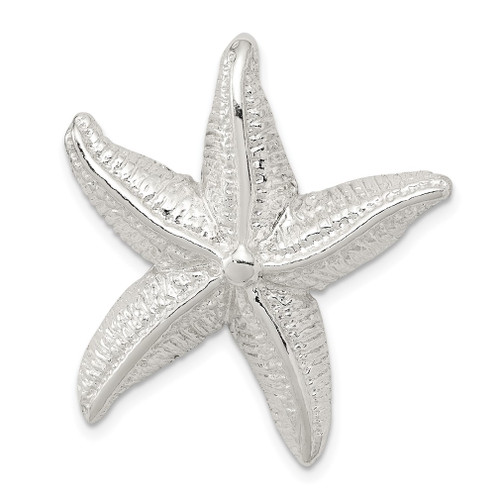 Lex & Lu Sterling Silver Polished & Textured Star Fish Chain Slide Pendant - Lex & Lu