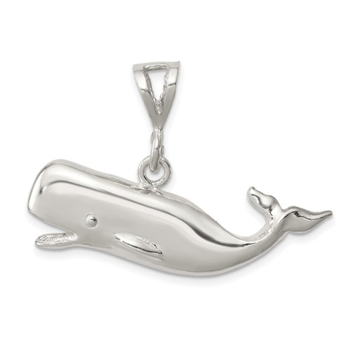 Lex & Lu Sterling Silver Polished Whale w/Open Mouth Pendant - Lex & Lu