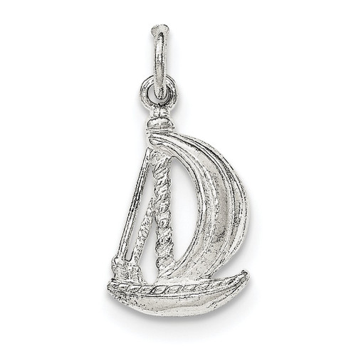 Lex & Lu Sterling Silver Polished Sail Boat Pendant LAL107024 - Lex & Lu