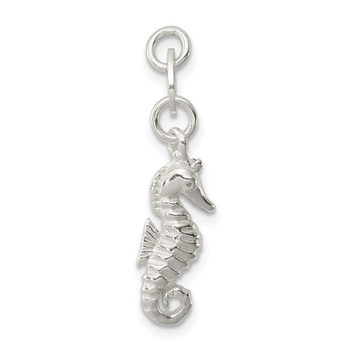 Lex & Lu Sterling Silver Polished and Textured Seahorse Charm - Lex & Lu