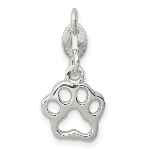 Lex & Lu Sterling Silver Polished Paw Print Charm - Lex & Lu