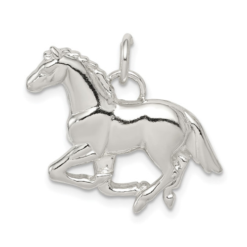 Lex & Lu Sterling Silver Polished & Textured Horse Pendant - Lex & Lu