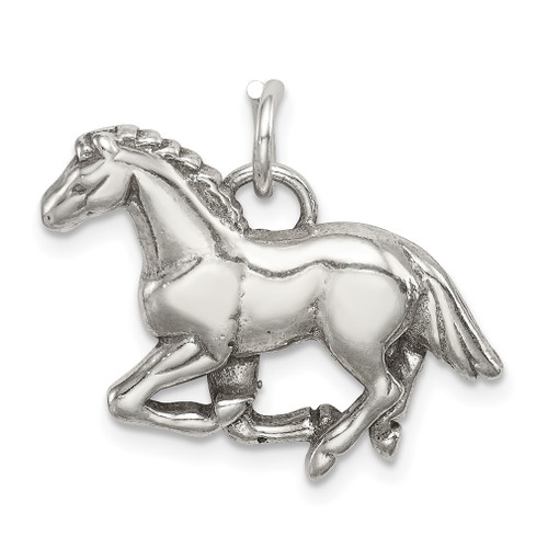 Lex & Lu Sterling Silver Antiqued & Textured Horse Pendant - Lex & Lu