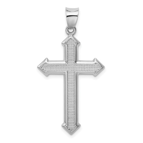 Lex & Lu Sterling Silver w/Rhodium Gold-tone Textured Cross Pendant - Lex & Lu