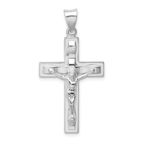 Lex & Lu Sterling Silver w/Rhodium Polished INRI Latin Crucifix Pendant - Lex & Lu