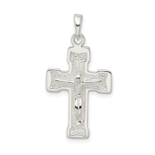 Lex & Lu Sterling Silver Polished and Textured Crucifix Pendant - Lex & Lu