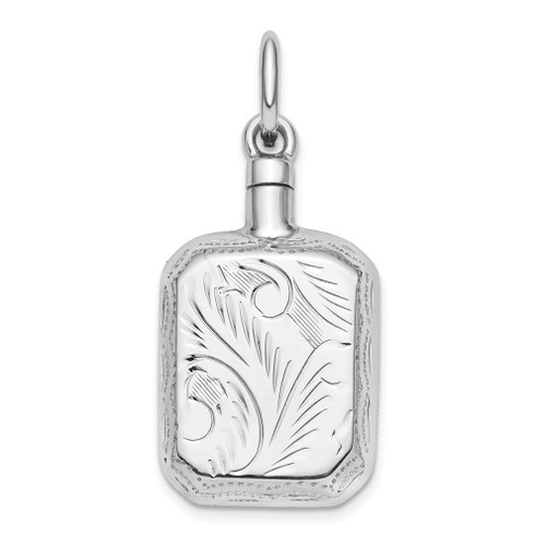 Lex & Lu Sterling Silver w/Rhodium Rectangular Ash Holder Pendant - Lex & Lu