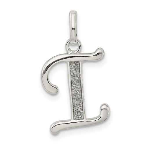 Lex & Lu Sterling Silver Polished Glitter Enamel Letter I Pendant - Lex & Lu