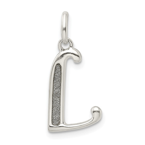 Lex & Lu Sterling Silver Polished Glitter Enamel Letter L Pendant - Lex & Lu