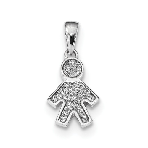 Lex & Lu Sterling Silver w/Rhodium Enamel Glitter Fabric Boy Pend - Lex & Lu