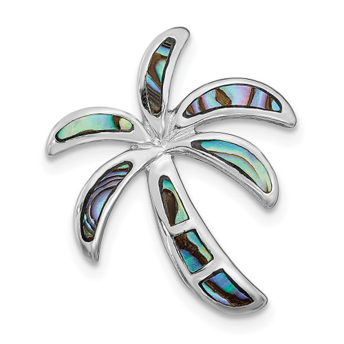 Lex & Lu Sterling Silver w/Rhodium Created Abalone Palm Tree Pendant - Lex & Lu