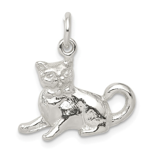 Lex & Lu Sterling Silver Cat Charm LAL107501 - Lex & Lu