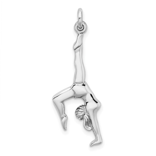 Lex & Lu Sterling Silver w/Rhodium Polished Gymnast Pendant - Lex & Lu
