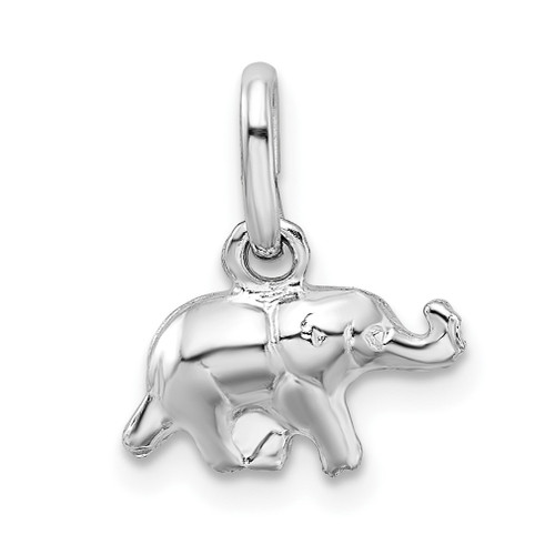 Lex & Lu Sterling Silver w/Rhodium Polished Elephant Charm - Lex & Lu