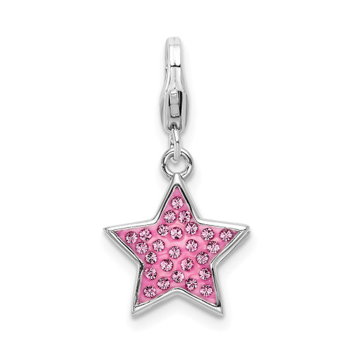 Lex & Lu Sterling Silver Pink Crystals Star w/Lobster Clasp Charm - Lex & Lu