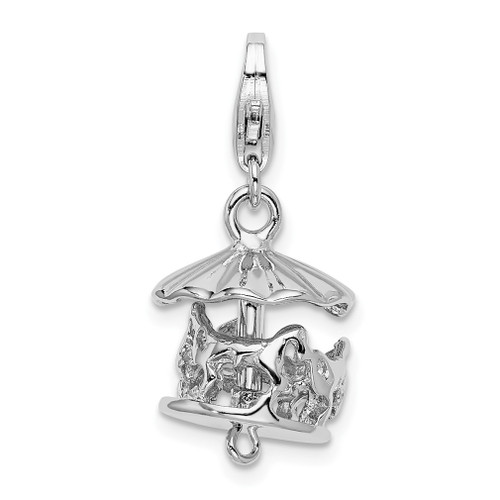 Lex & Lu Sterling Silver Moveable Carousel w/Lobster Clasp Charm - Lex & Lu