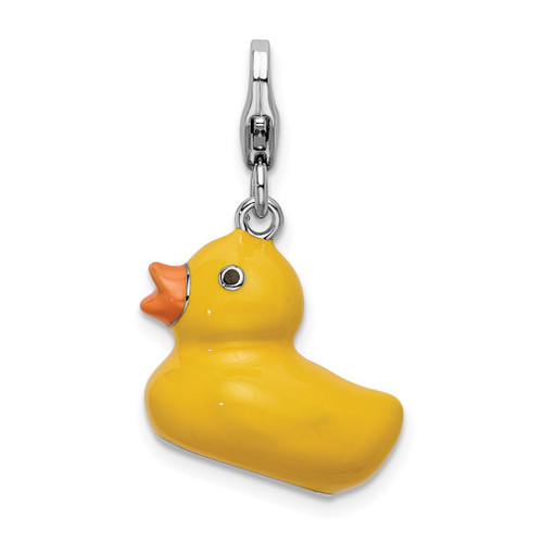 Lex & Lu Sterling Silver 3-D Enameled Duck w/Lobster Clasp Charm - Lex & Lu