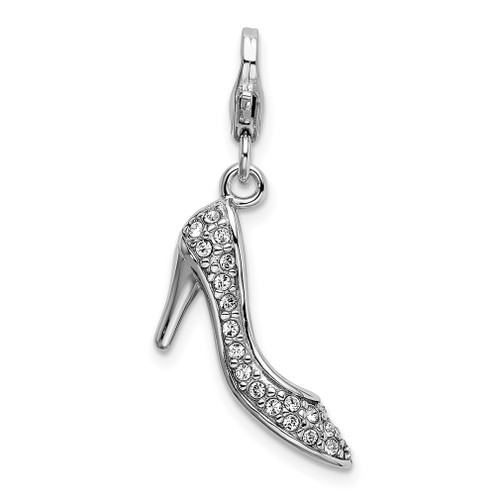 Lex & Lu Sterling Silver Crystals Enamel High Heel Clasp Charm - Lex & Lu