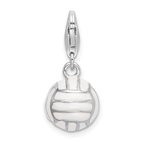 Lex & Lu Sterling Silver 3-D Enameled Volleyball w/Lobster Clasp Charm - Lex & Lu