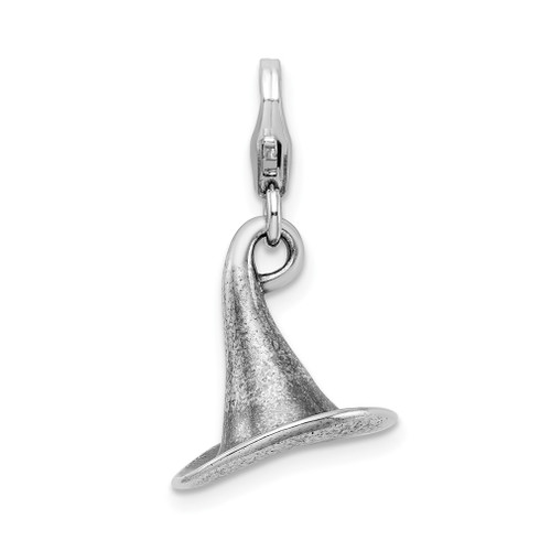 Lex & Lu Sterling Silver 3-D Antiqued Witches Hat w/Lobster Clasp Charm - Lex & Lu